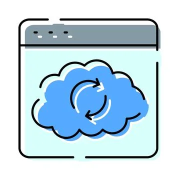Cloud data synchronization syncing information between devices Stock Illustration