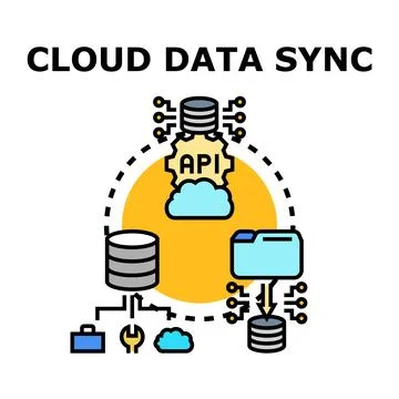 Cloud data synchronizing process concept illustration Stock Illustration