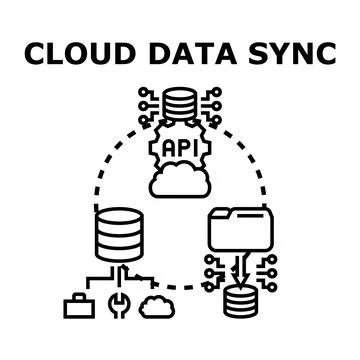 Cloud data synchronizing process concept illustration Stock Illustration