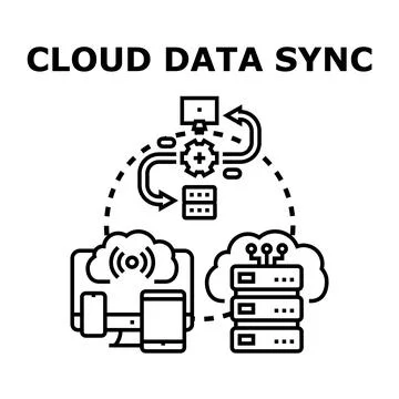 Cloud data synchronizing sharing across digital devices 스톡 일러스트