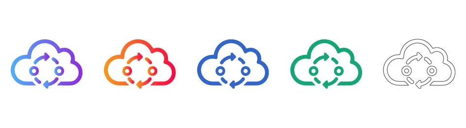 Cloud Data Syncing Cycle Icons Stock Illustration