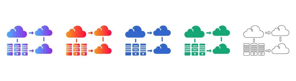 Cloud Data Syncing Icon Set Иллюстрация