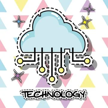 Cloud data technology patch design Illustrazione stock