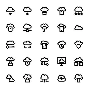 Cloud Data Technology Vector Icons Stock Illustration