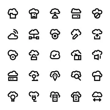 Cloud Data Technology Vector Icons Set Stock Illustration