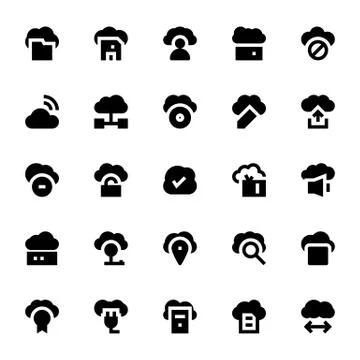 Cloud Data Technology Vector Icons Set Stock Illustration