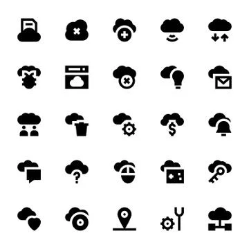 Cloud Data Technology Vector Icons Collection Illustrazione stock