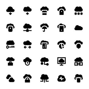 Cloud Data Technology Vector Icons 스톡 일러스트