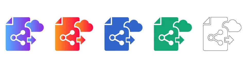 Cloud Data Transfer and Export Icons Stock Illustration