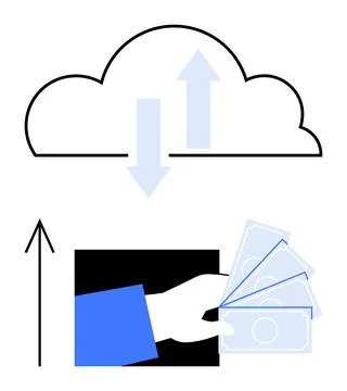Cloud Data Transfer and Online Payment Transaction in Digital Finance Stock Illustration