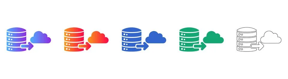 Cloud Data Transfer and Storage Icon Set Illustration