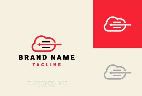 Cloud Data Transfer and Storage Technology Logo Stock Illustration