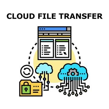 Cloud data transfer and synchronization network concept 스톡 일러스트