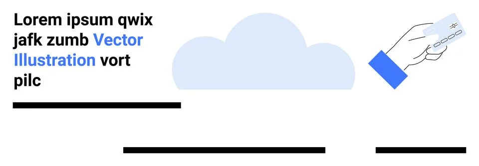 Cloud Data Transfer Concept with Hand Holding Business Card Graphic Stock Illustration