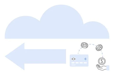Cloud Data Transfer with Credit Card and Currency Flow 스톡 일러스트