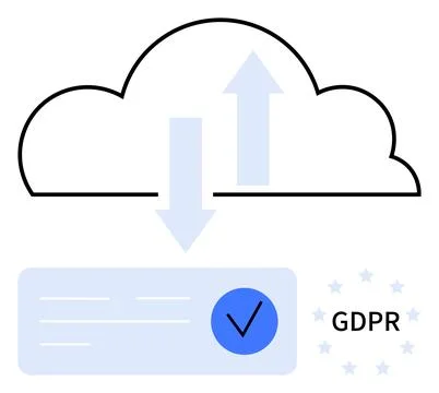 Cloud Data Transfer with GDPR Compliance Mark Indicating Security and Priva.. イラスト素材