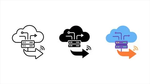 Cloud data transfer icon set Stock Illustration