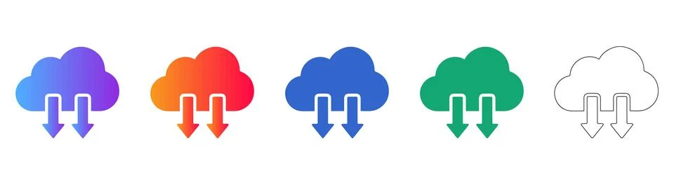 Cloud Data Transfer Icons Set Stock Illustration