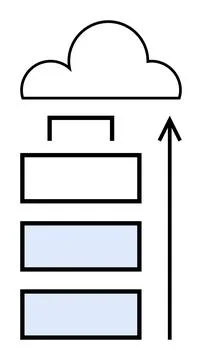 Cloud Data Transfer Illustration with Storage Units and Upward Arrow Concept イラスト素材