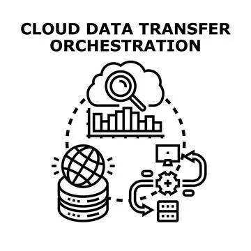 Cloud data transfer orchestration and global data management Stock Illustration