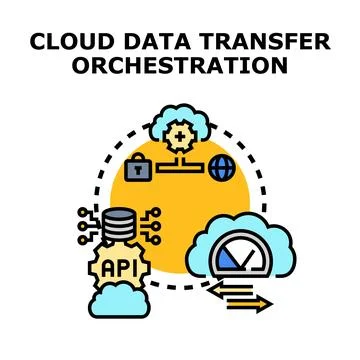 Cloud data transfer orchestration for secure computing infrastructure 스톡 일러스트