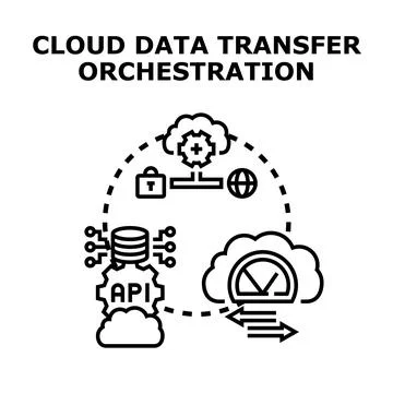 Cloud data transfer orchestration for secure computing infrastructure 스톡 일러스트