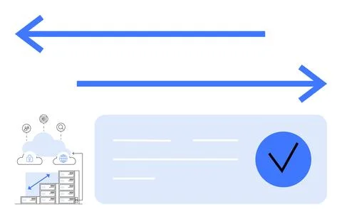 Cloud Data Transfer with Verification and Analytics Stock Illustration