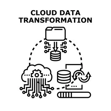 Cloud data transformation process moving information イラスト素材