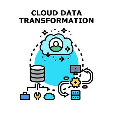 Cloud data transforming process and analytics workflow Illustrazione stock