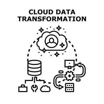Cloud data transforming process and analytics workflow Stock Illustration
