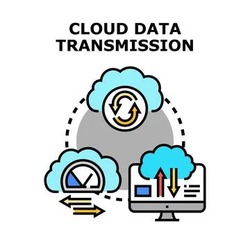 Cloud data transmission networking concept communicating information 库存插图