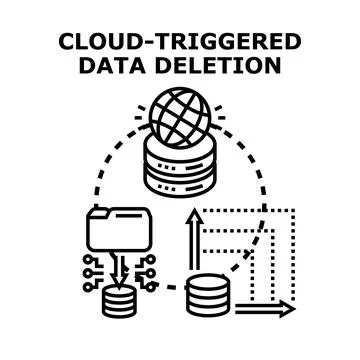 Cloud data triggering automated deletion process concept イラスト素材