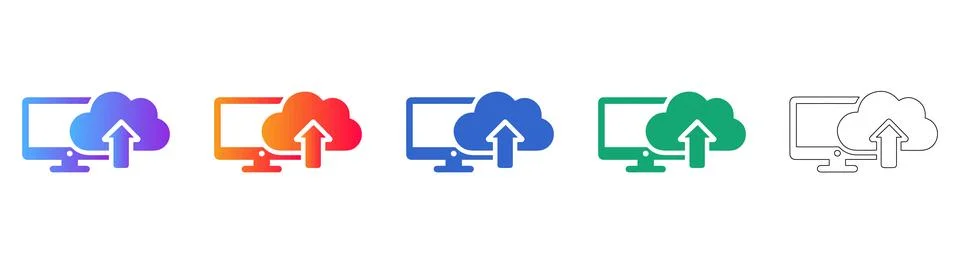 Cloud Data Upload and Computing Icons Stockillustratie