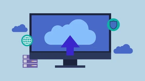 Cloud Data Upload and Security Concept 2d Animation with Alpha Matte Video stock 334827951