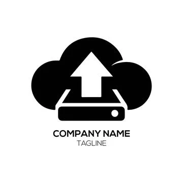 Cloud Data Upload and Storage Logo Design 스톡 일러스트