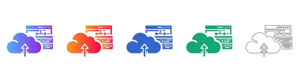 Cloud Data Upload and Synchronization Icons 스톡 일러스트