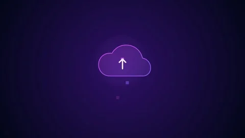 Cloud data upload animation featuring glowing purple icon Stock Footage 346331997