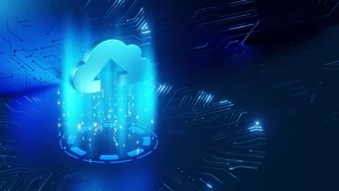 Cloud Data Upload with Binary Code Stream Stock Footage 276488724