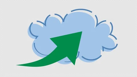 Cloud data upload icon in cartoon animation. Transfer digital file migration Stock Footage 311388483