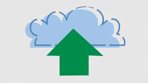 Cloud data upload icon in cartoon animation. Transfer digital file migration Stock Footage 311388520