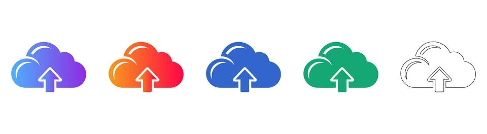 Cloud Data Upload Icon Collection Illustrazione stock