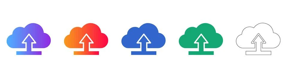 Cloud Data Upload Icons Collection Stock Illustration