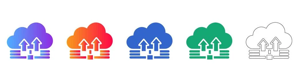 Cloud Data Upload Sync Icons Stock Illustration