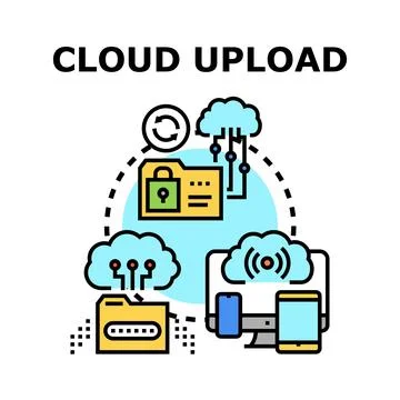 Cloud data uploading and secure digital storage Stock Illustration