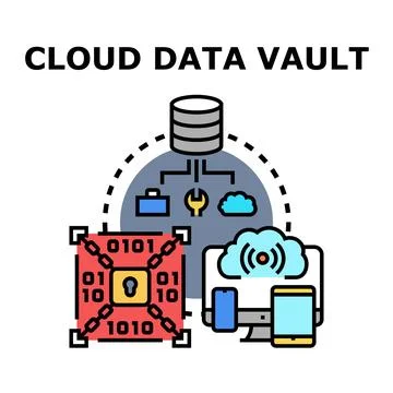 Cloud data vault securing digital information access Illustrazione stock