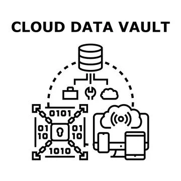 Cloud data vault securing digital information access イラスト素材