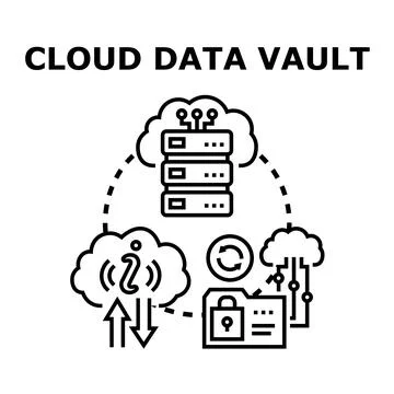 Cloud data vault storage and security concept Stock Illustration