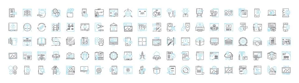 Cloud data vector line icons set. Cloud, Data, Storage, Platform, Computing Stock Illustration
