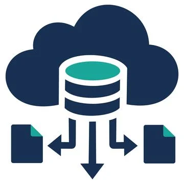 Cloud database and data file distribution icon Stock Illustration