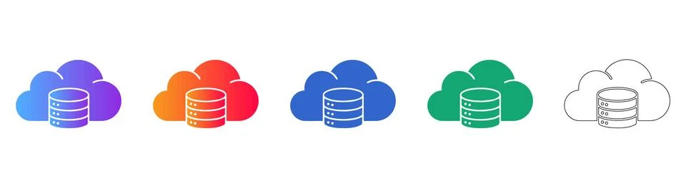 Cloud Database and Storage Icon Set Stock Illustration